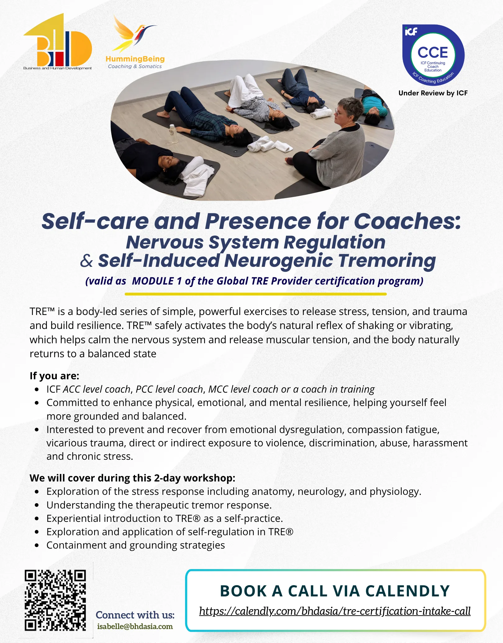 Self-care and Presence for Coaches — full event details: who this workshop is for and what the 2-day programme covers